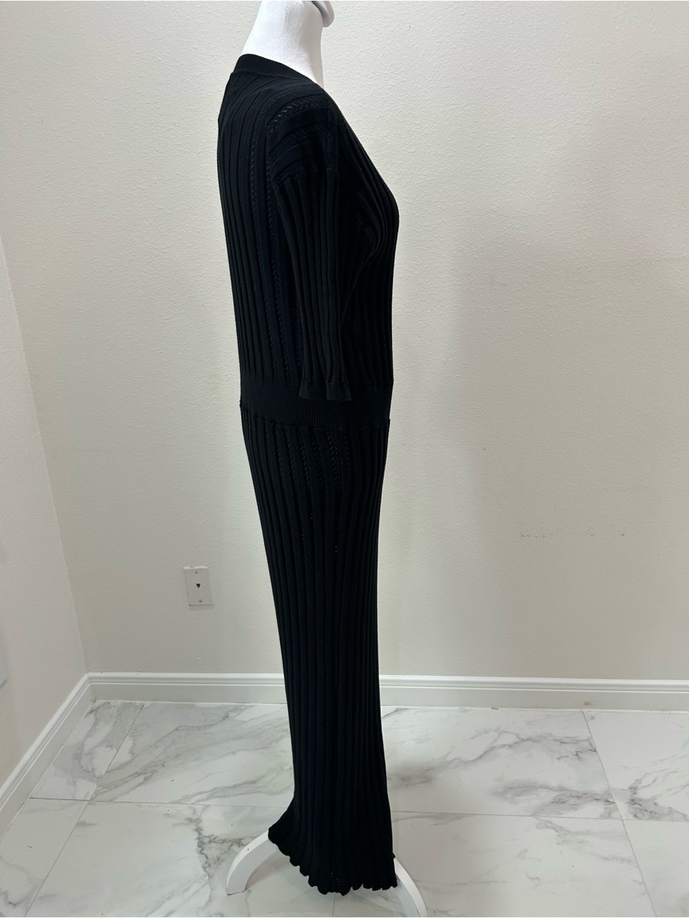 Varley by Anthropologie Black Zip-Front Midi Knit Dress, Size XL - Picture 9 of 11